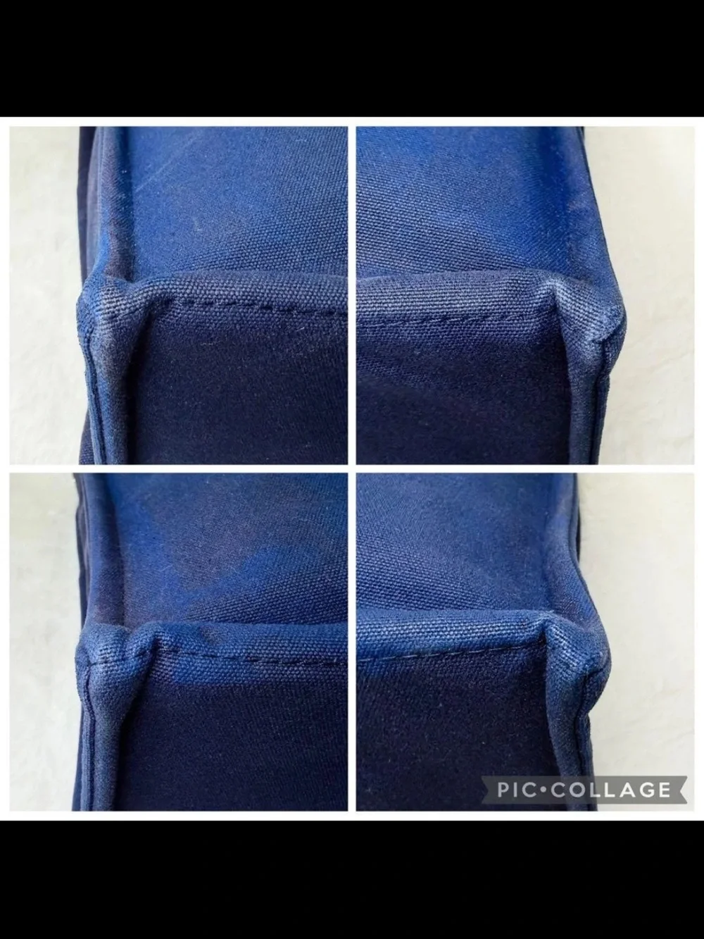Hermes Navy Canvas Tote with Olive-Trim Straps